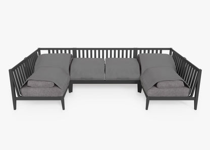 Canapé d'angle d'extérieur en aluminium anthracite en forme de U - 6 places