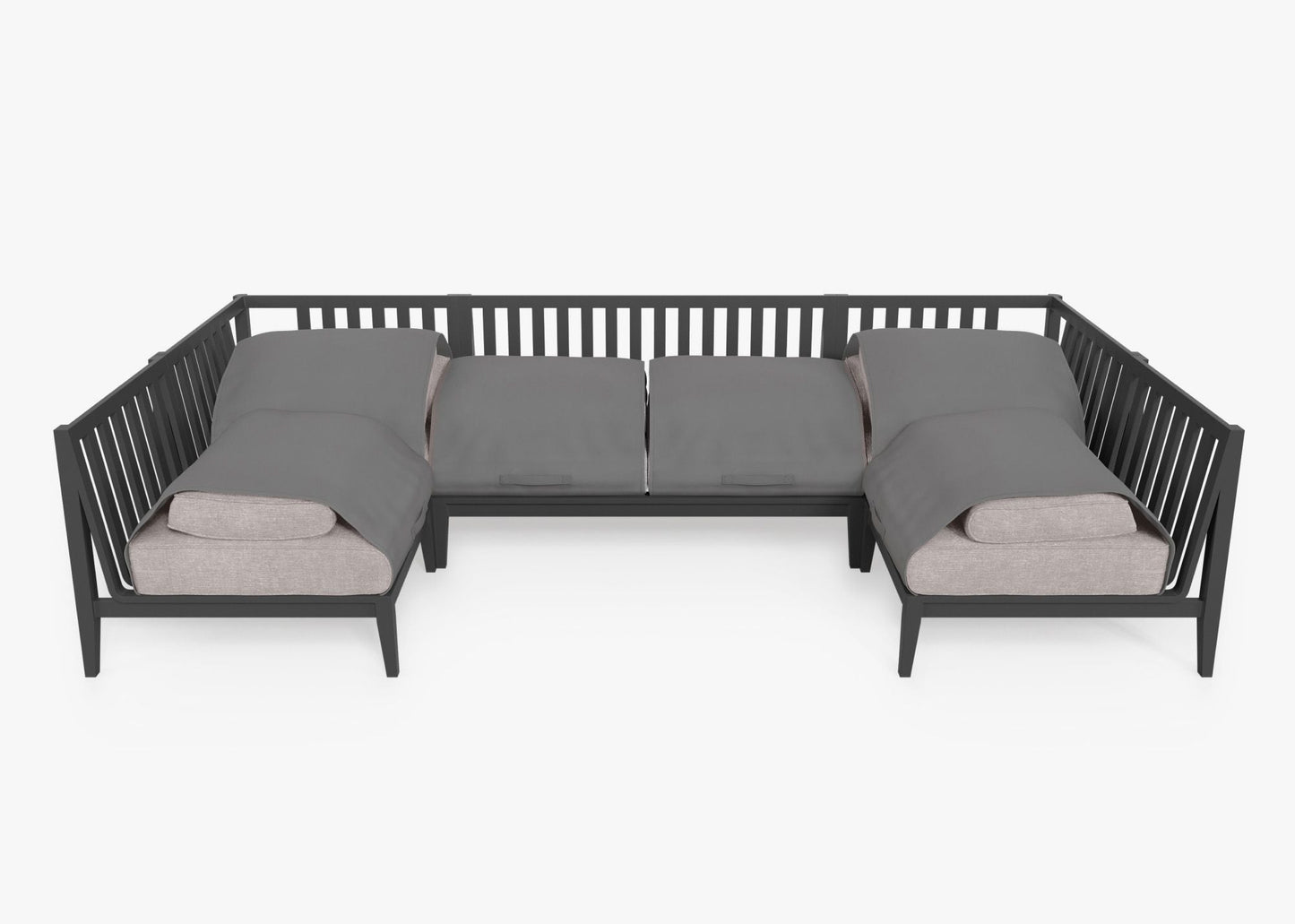 Canapé d'angle d'extérieur en aluminium anthracite en forme de U - 6 places