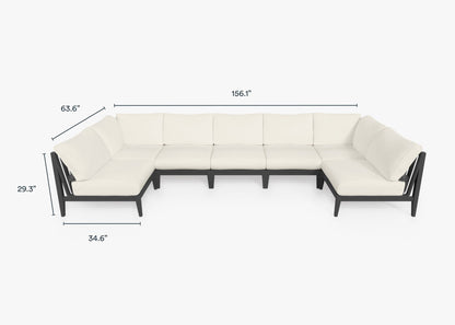 Canapé d'angle extérieur en aluminium anthracite en forme de U - 7 places