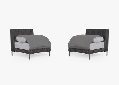 Ensemble de conversation de fauteuils de jardin sans accoudoirs en osier noir