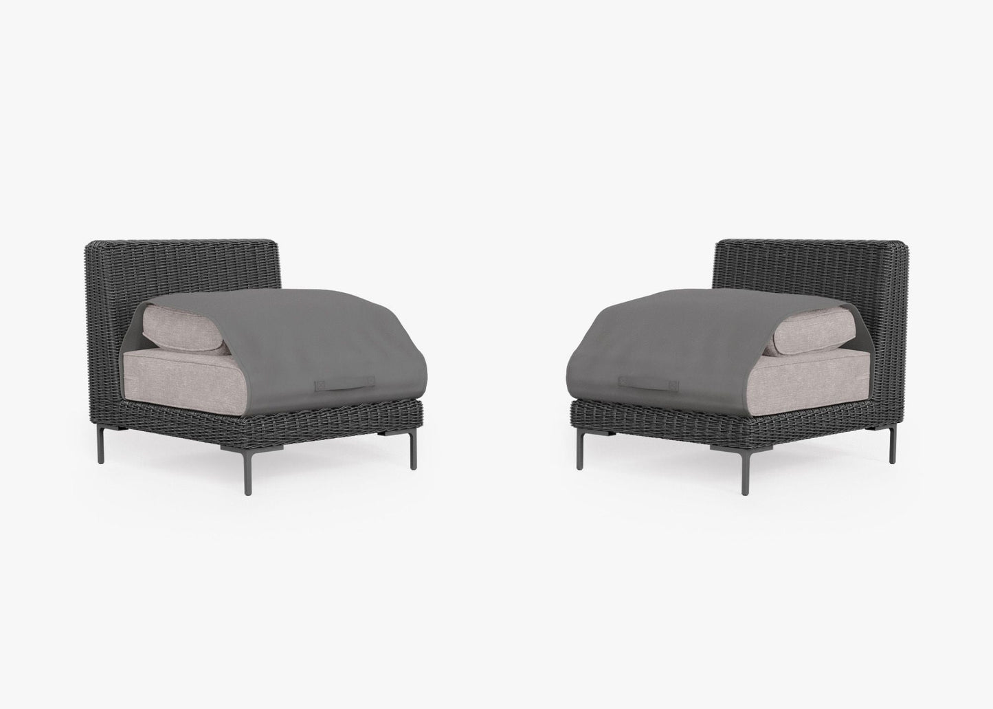 Ensemble de conversation de fauteuils de jardin sans accoudoirs en osier noir