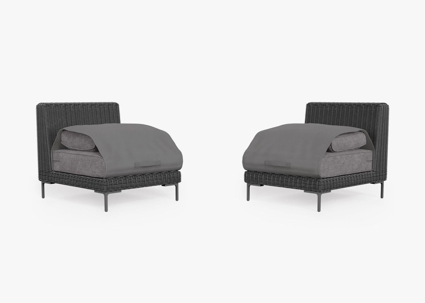 Ensemble de conversation de fauteuils de jardin sans accoudoirs en osier noir