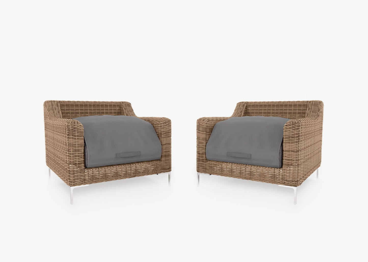 Ensemble de conversation de fauteuil d'extérieur en osier marron