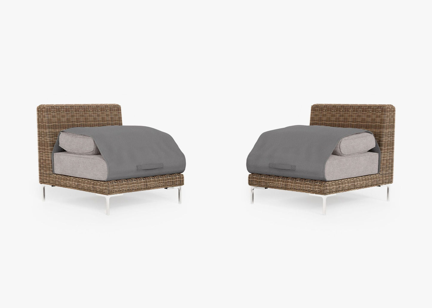 Ensemble de conversation de fauteuils de jardin sans accoudoirs en osier marron