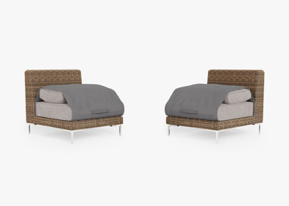 Ensemble de conversation de fauteuils de jardin sans accoudoirs en osier marron