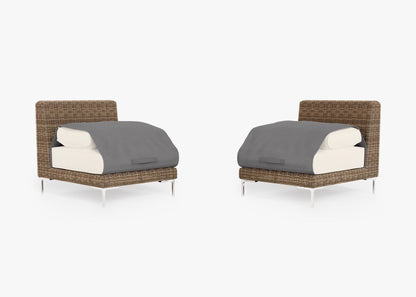 Ensemble de conversation de fauteuils de jardin sans accoudoirs en osier marron