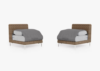 Ensemble de conversation de fauteuils de jardin sans accoudoirs en osier marron