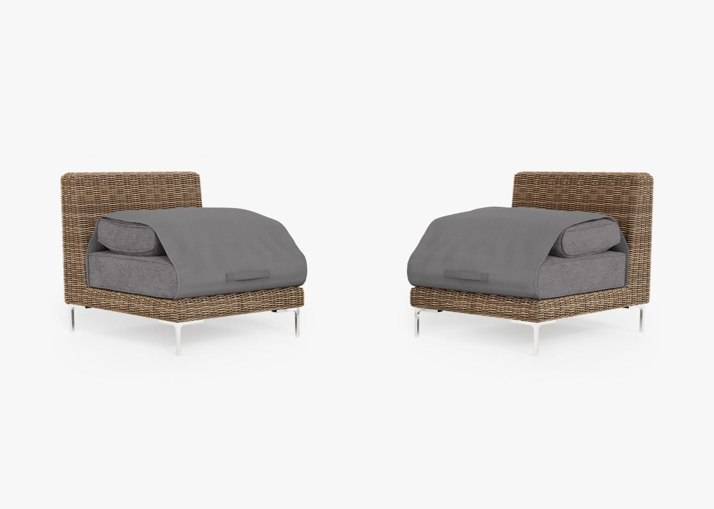 Ensemble de conversation de fauteuils de jardin sans accoudoirs en osier marron