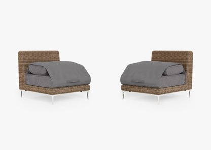 Ensemble de conversation de fauteuils de jardin sans accoudoirs en osier marron