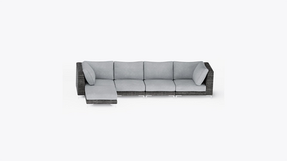 Pouf d'extérieur multifonctionnel en osier noir