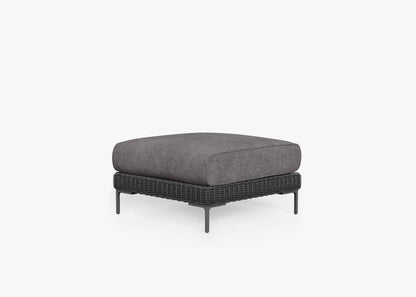 Pouf d'extérieur multifonctionnel en osier noir