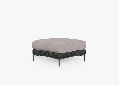 Pouf d'extérieur multifonctionnel en osier noir