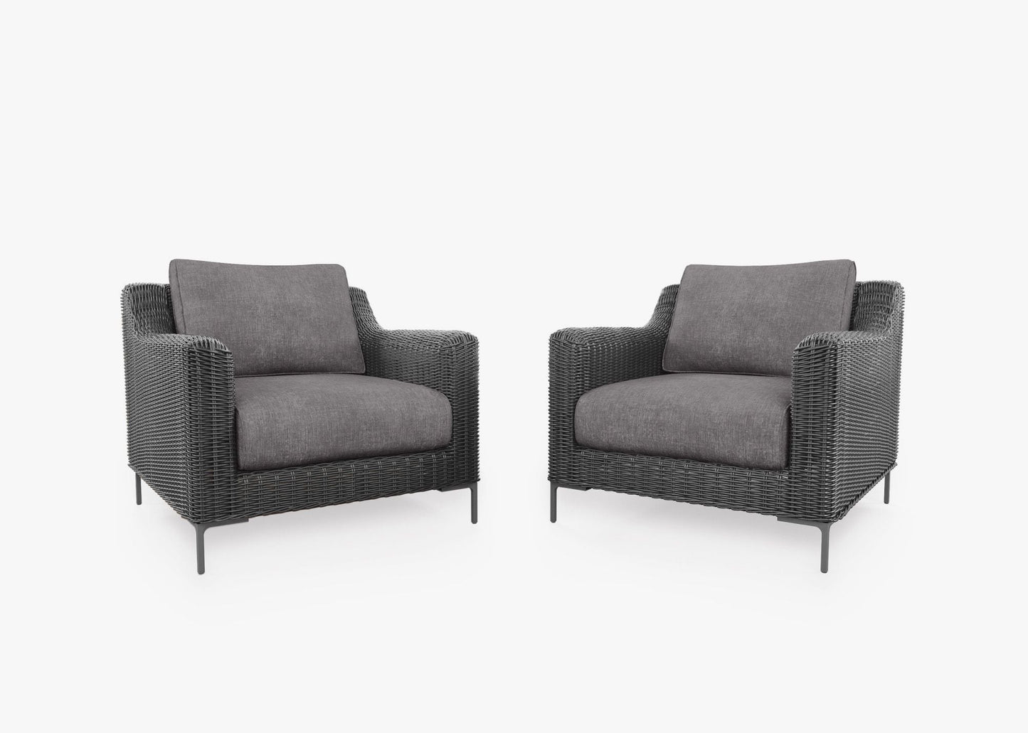 Ensemble de conversation de fauteuil d'extérieur en osier noir