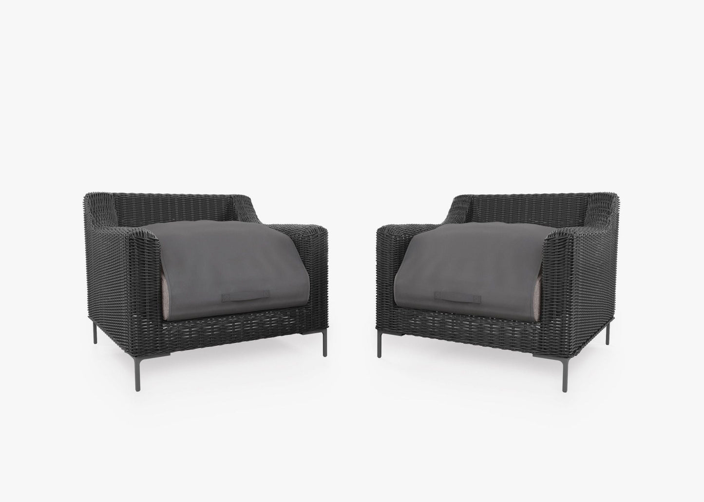 Ensemble de conversation de fauteuil d'extérieur en osier noir