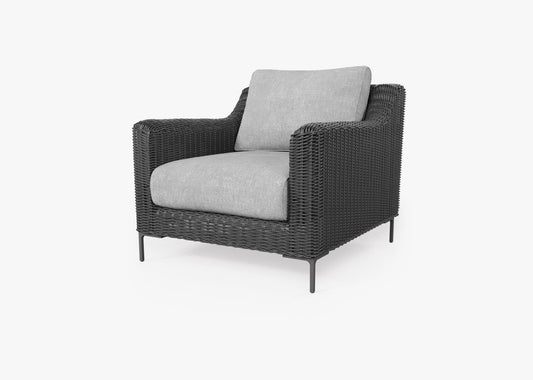 Fauteuil d'extérieur en osier noir