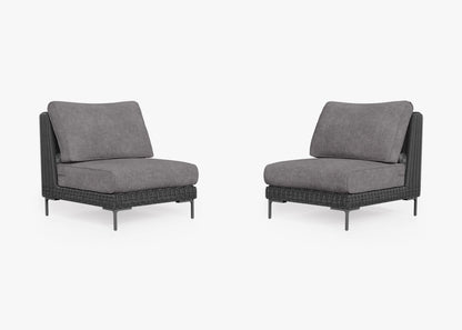 Ensemble de conversation de fauteuils de jardin sans accoudoirs en osier noir