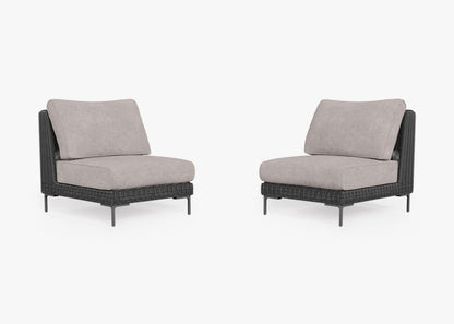 Ensemble de conversation de fauteuils de jardin sans accoudoirs en osier noir