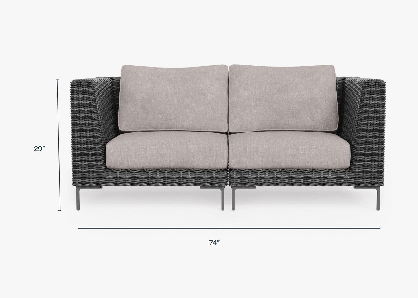 Canapé deux places d'extérieur en osier noir