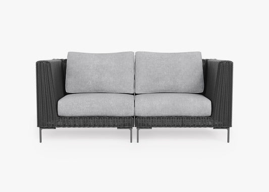 Canapé deux places d'extérieur en osier noir