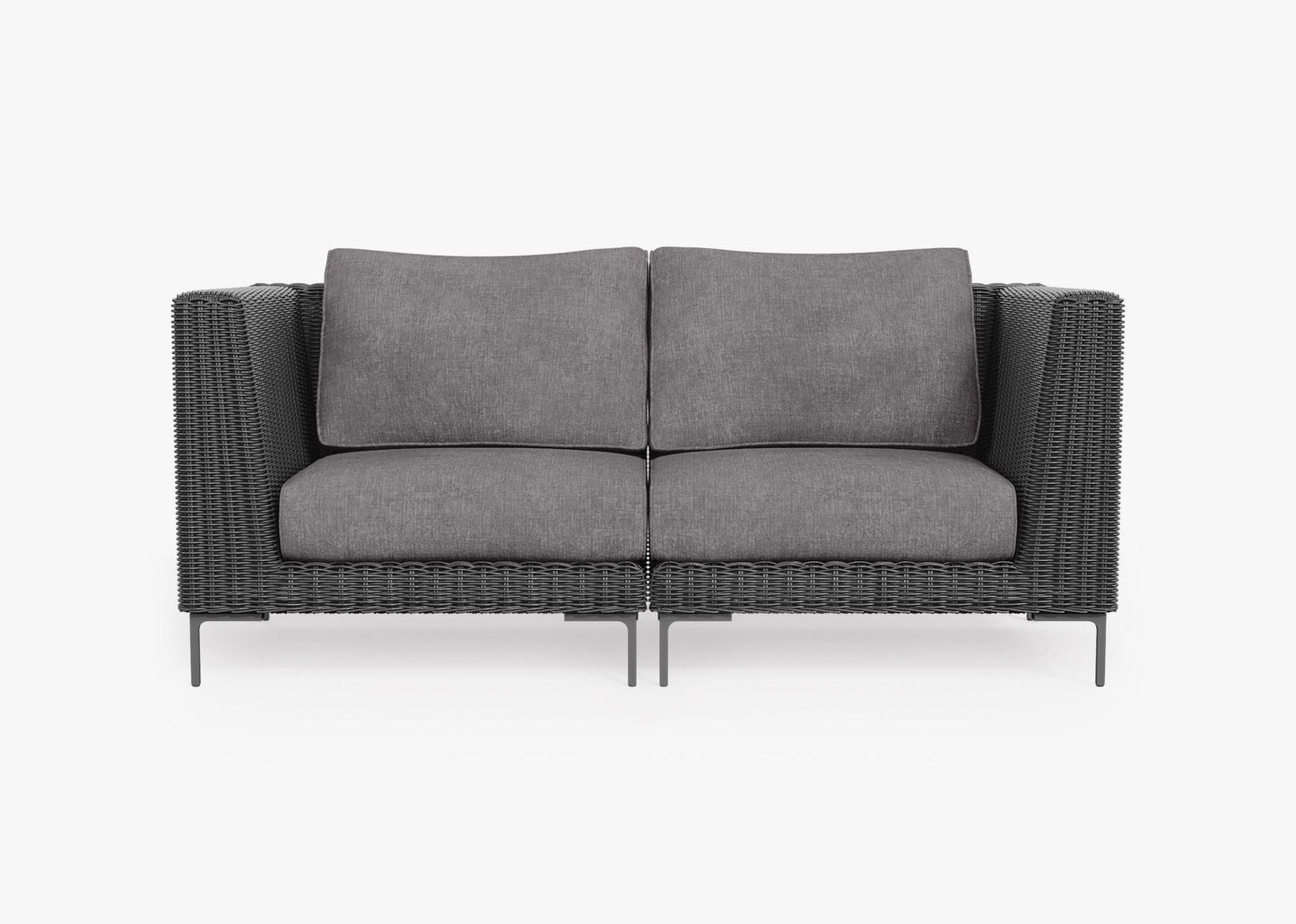 Canapé deux places d'extérieur en osier noir