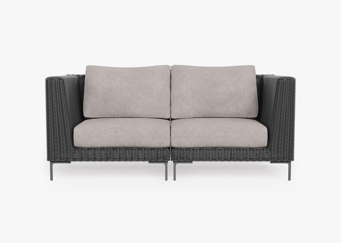 Canapé deux places d'extérieur en osier noir