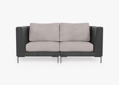 Canapé deux places d'extérieur en osier noir