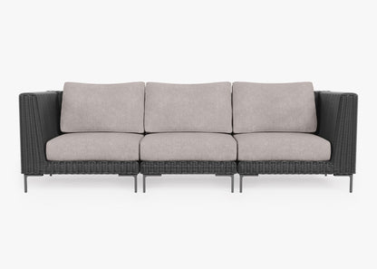 Canapé d'extérieur en osier noir - 3 places