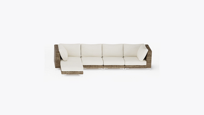 Pouf d'extérieur multifonctionnel en osier marron