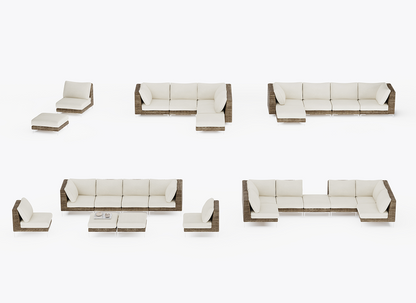 Pouf d'extérieur multifonctionnel en osier marron