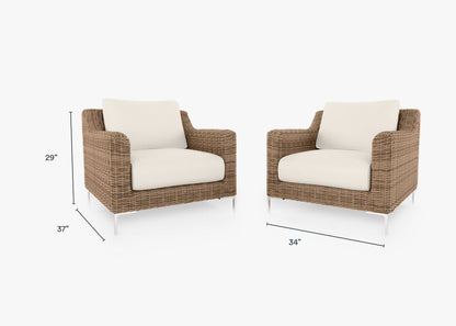 Ensemble de conversation de fauteuil d'extérieur en osier marron