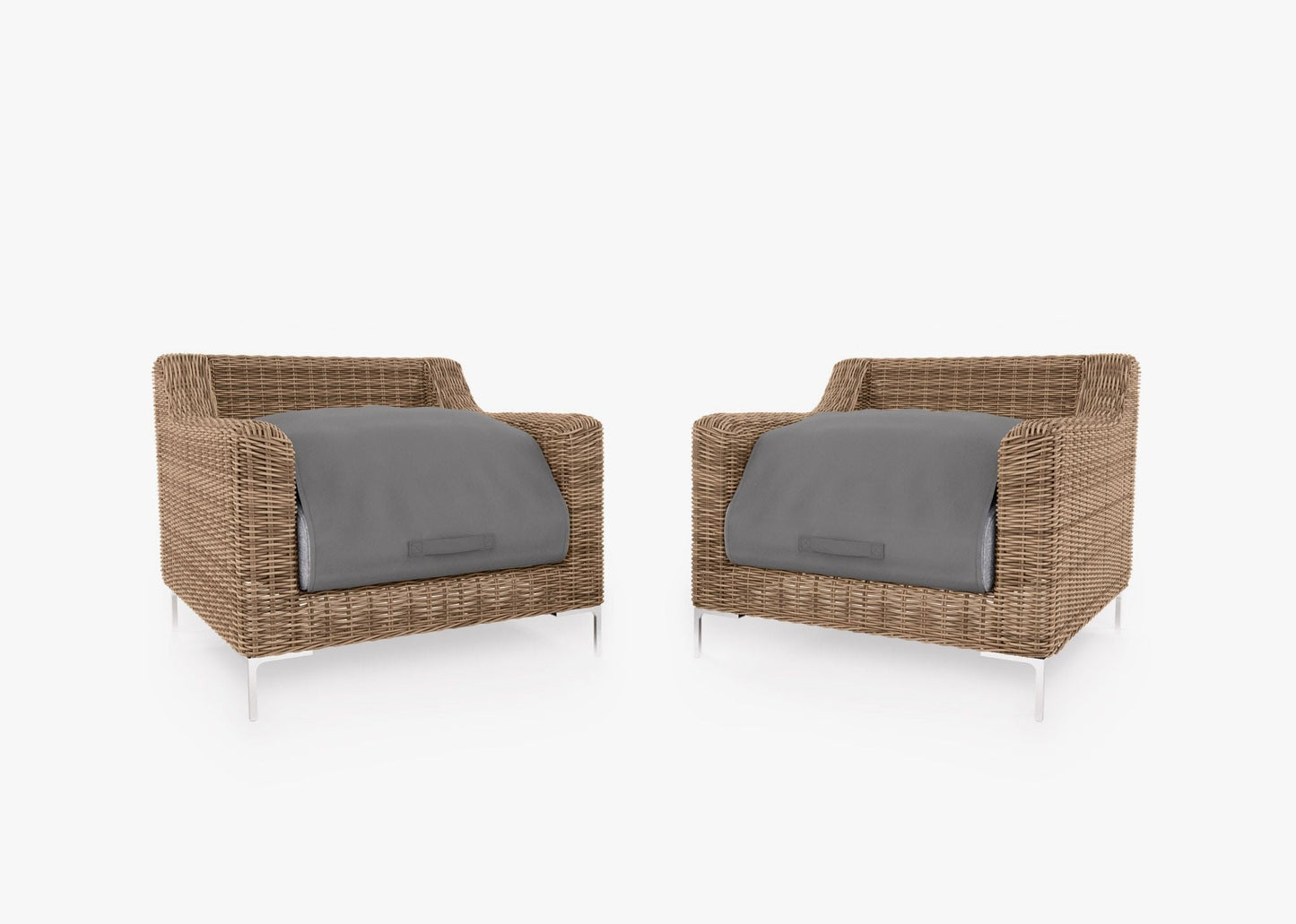 Ensemble de conversation de fauteuil d'extérieur en osier marron