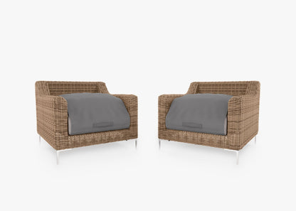 Ensemble de conversation de fauteuil d'extérieur en osier marron