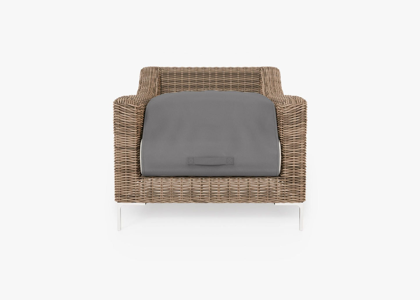 Fauteuil d'extérieur en osier marron