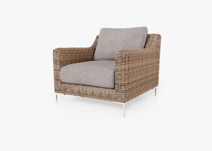 Fauteuil d'extérieur en osier marron