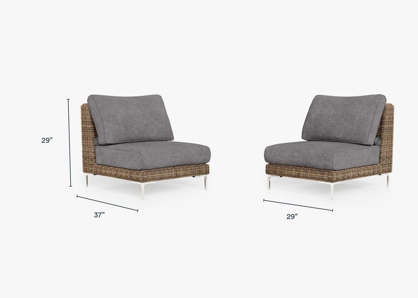 Ensemble de conversation de fauteuils de jardin sans accoudoirs en osier marron