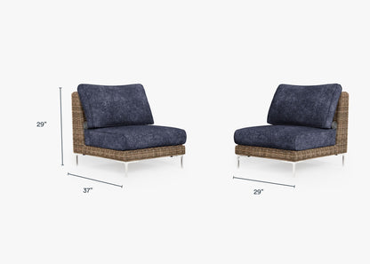 Ensemble de conversation de fauteuils de jardin sans accoudoirs en osier marron