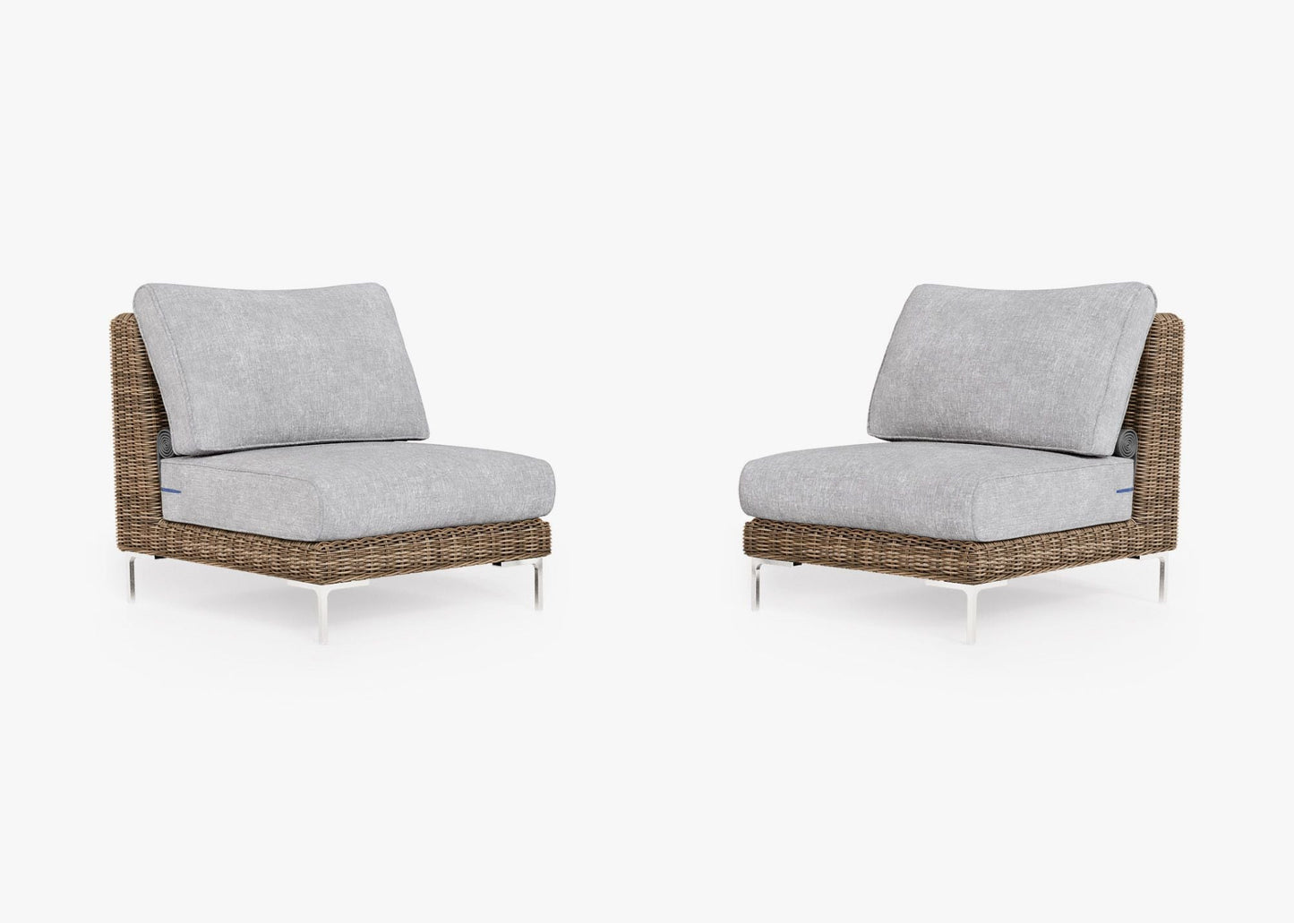 Ensemble de conversation de fauteuils de jardin sans accoudoirs en osier marron