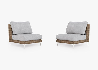 Ensemble de conversation de fauteuils de jardin sans accoudoirs en osier marron