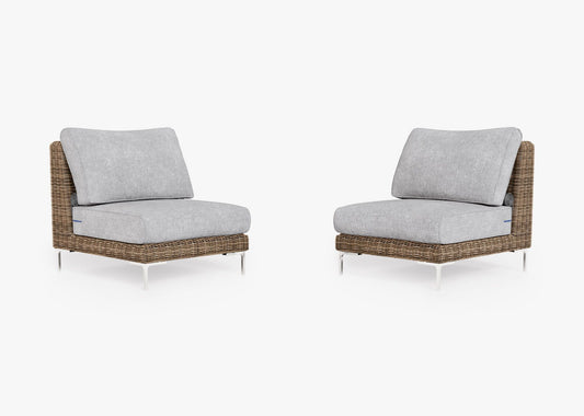 Ensemble de conversation de fauteuils de jardin sans accoudoirs en osier marron