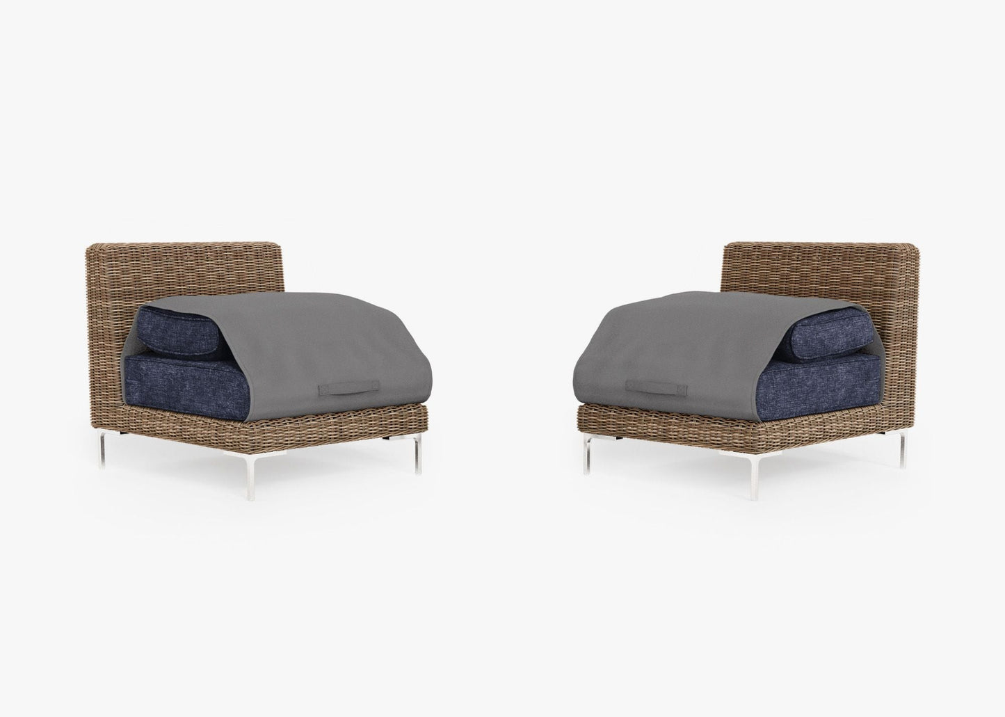 Ensemble de conversation de fauteuils de jardin sans accoudoirs en osier marron