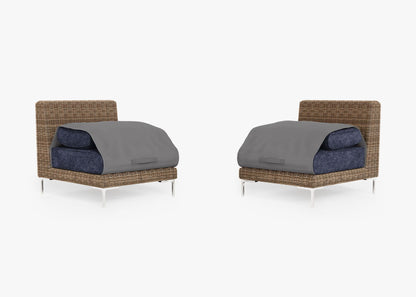 Ensemble de conversation de fauteuils de jardin sans accoudoirs en osier marron