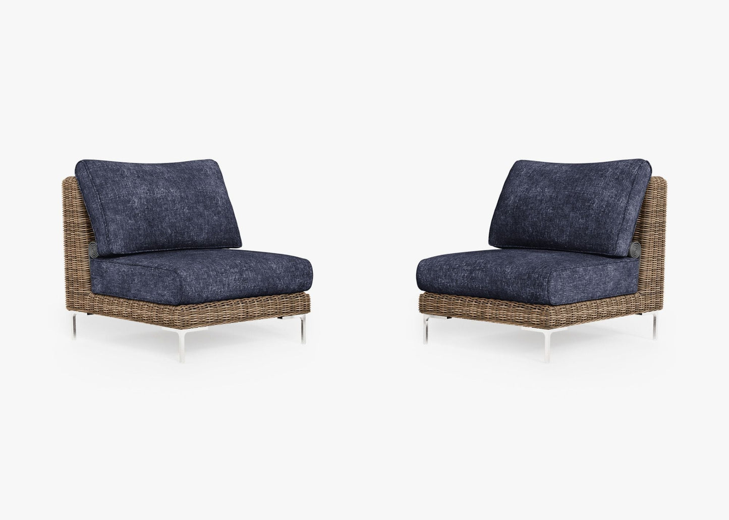 Ensemble de conversation de fauteuils de jardin sans accoudoirs en osier marron