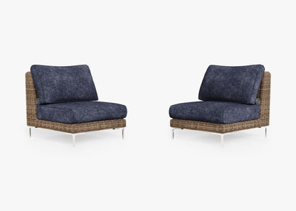 Ensemble de conversation de fauteuils de jardin sans accoudoirs en osier marron