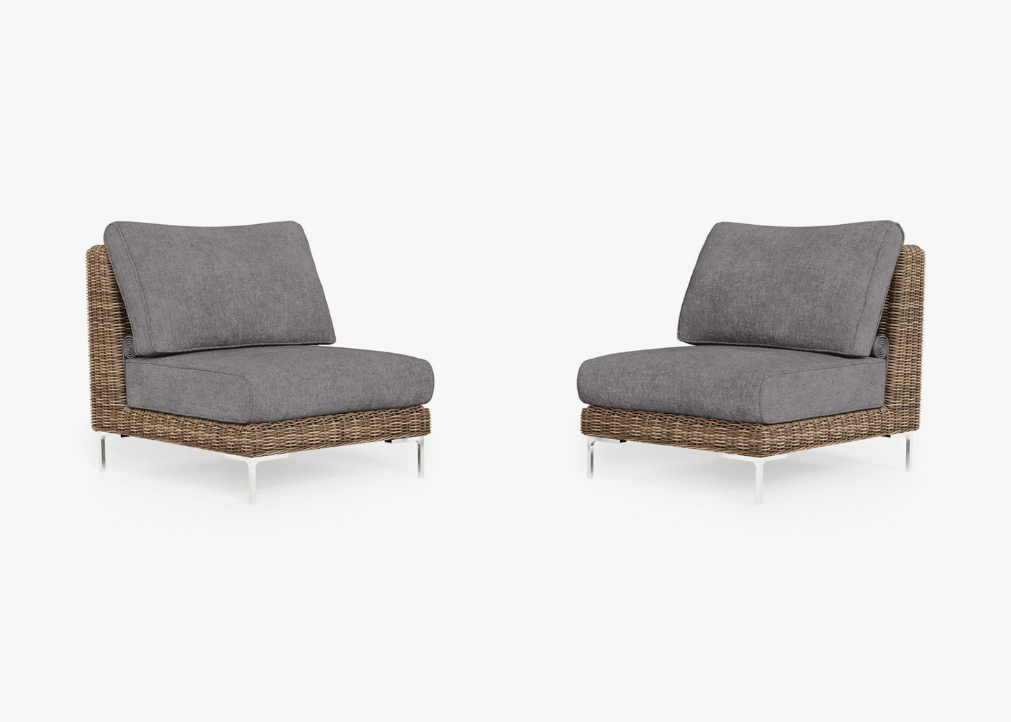 Ensemble de conversation de fauteuils de jardin sans accoudoirs en osier marron