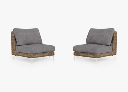 Ensemble de conversation de fauteuils de jardin sans accoudoirs en osier marron