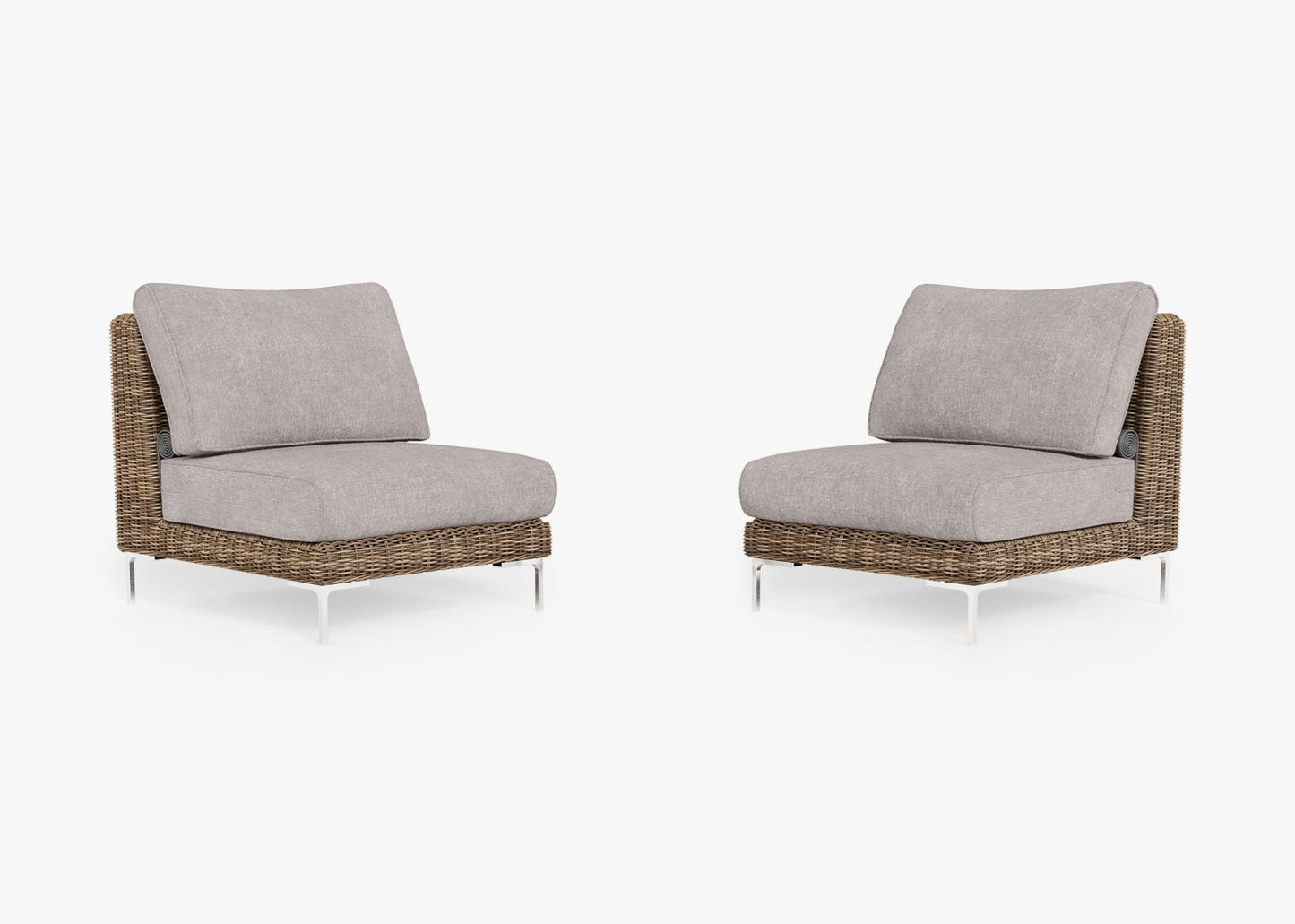 Ensemble de conversation de fauteuils de jardin sans accoudoirs en osier marron