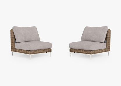 Ensemble de conversation de fauteuils de jardin sans accoudoirs en osier marron