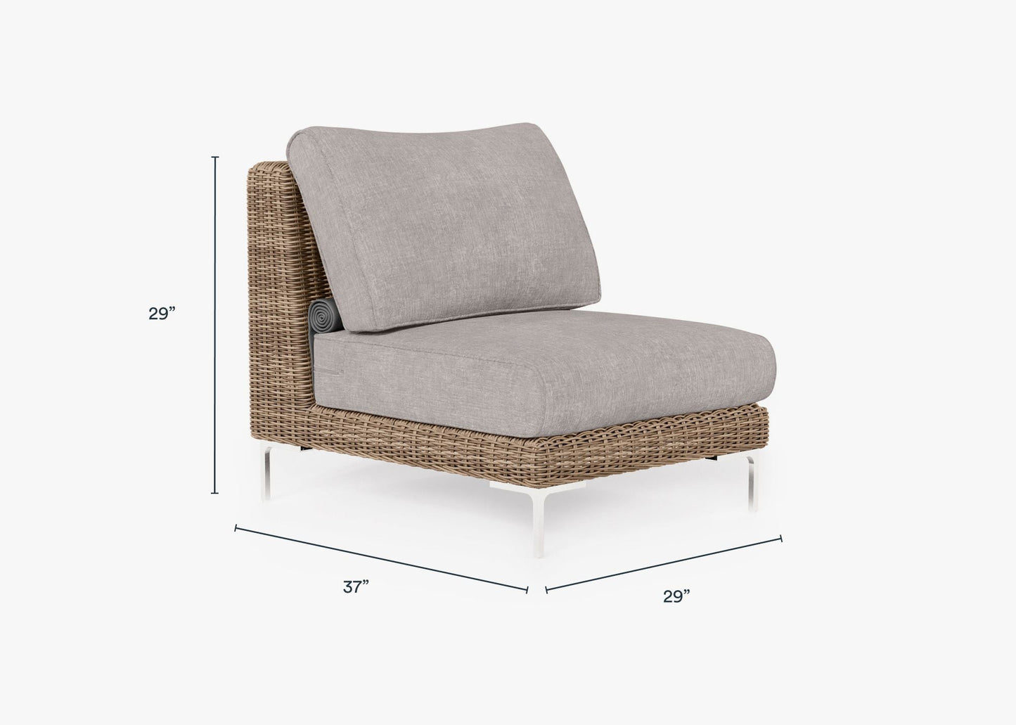 Chaise d'extérieur sans accoudoirs en osier marron