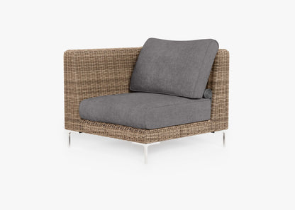 Fauteuil d'angle d'extérieur en osier marron - Gauche/Droite