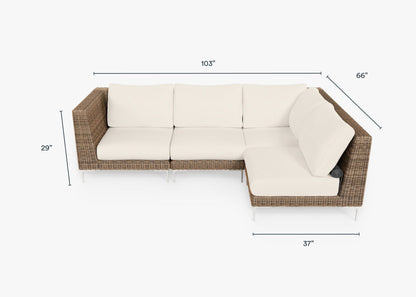 Canapé d'angle d'extérieur en osier marron - 4 places